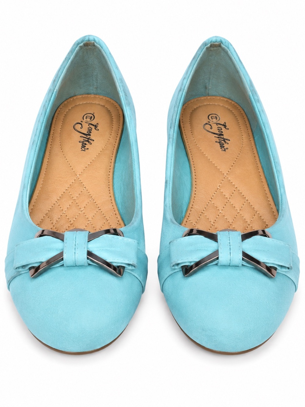 Tory Klein Quilted Ballet Flats in a light blue